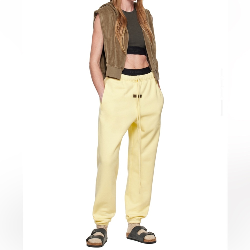 NWT FEAR OF GOD ESSENTIALS Yellow Drawstring Lounge Pants - Picture 2 of 4